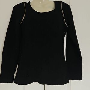 Limited Collection Women's Long Sleeves Sweater Size 8 Black & Gold